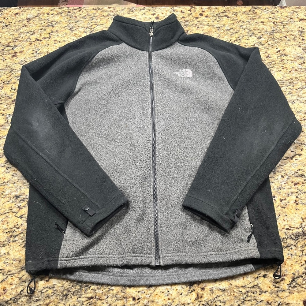 The‎ North Face Mens XL Full Zip Fleece Jacket Gray Black Heavyweight Mock Neck